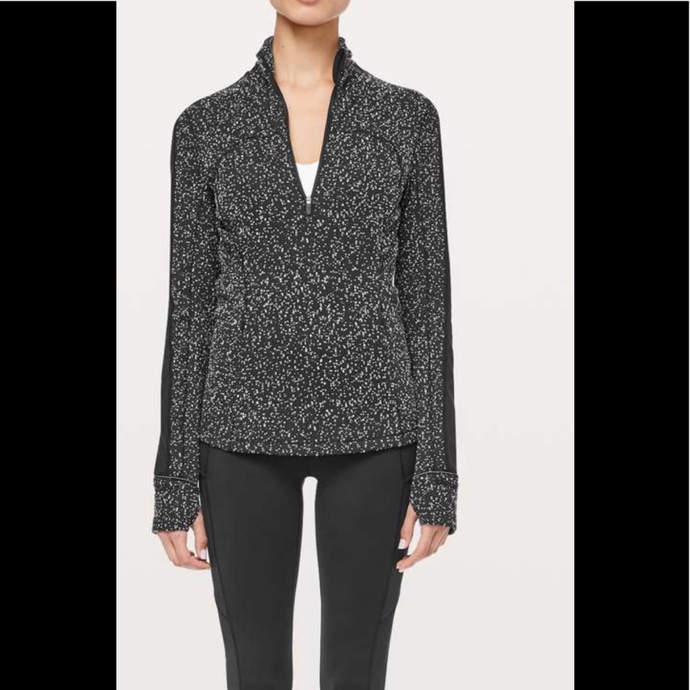 LULULEMON RUN BRISKLY 1/2 ZIP-JACQUARD BLACK/WHITE - Picture 9 of 14